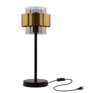 Lampka nocna Spiega szklana metalowa czarny mosiądz E27