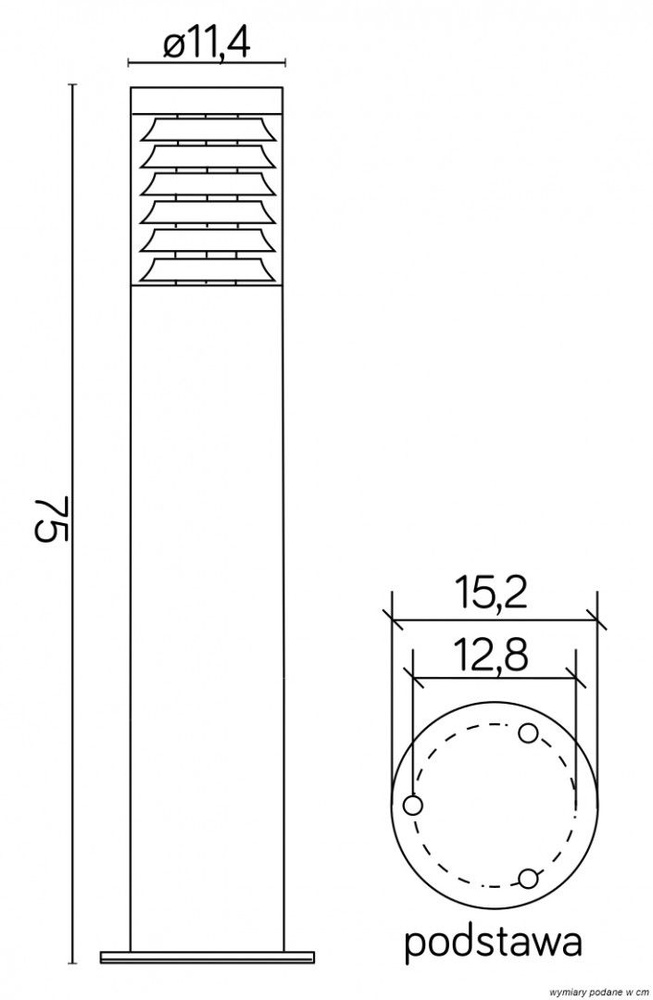 Lampa ogrodowa 91065L-750 - widok z boku