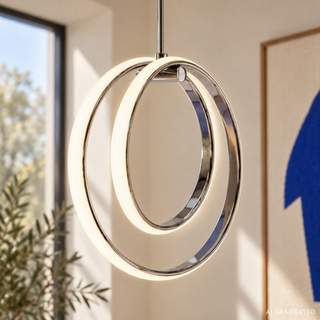 Lampa wisząca Croma pojedyncza metalowa srebrna z osłonką białą LED