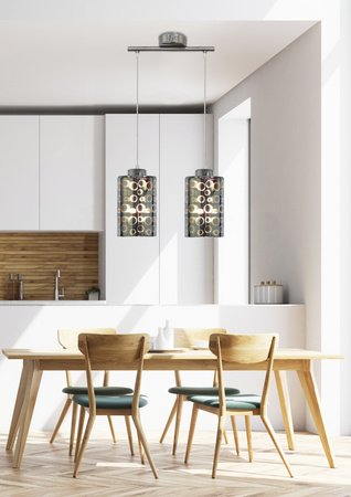 Lampa wisząca Nocturno szklana chromowana podwójna do jadalni 2xE27