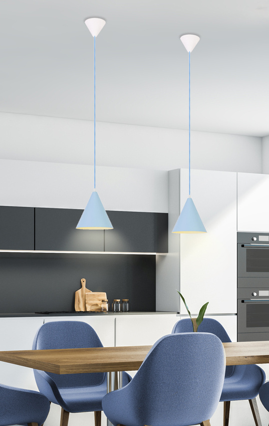 Lampa wisząca Voss Ledea żółta stożek metalowa do kuchni nad stół E27 1-płomienna