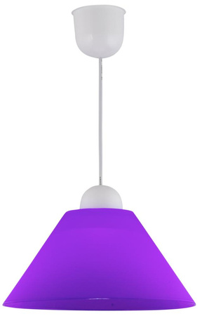 Lampa wisząca Fama z abażurem pojedyncza fioletowa na długim przewodzie