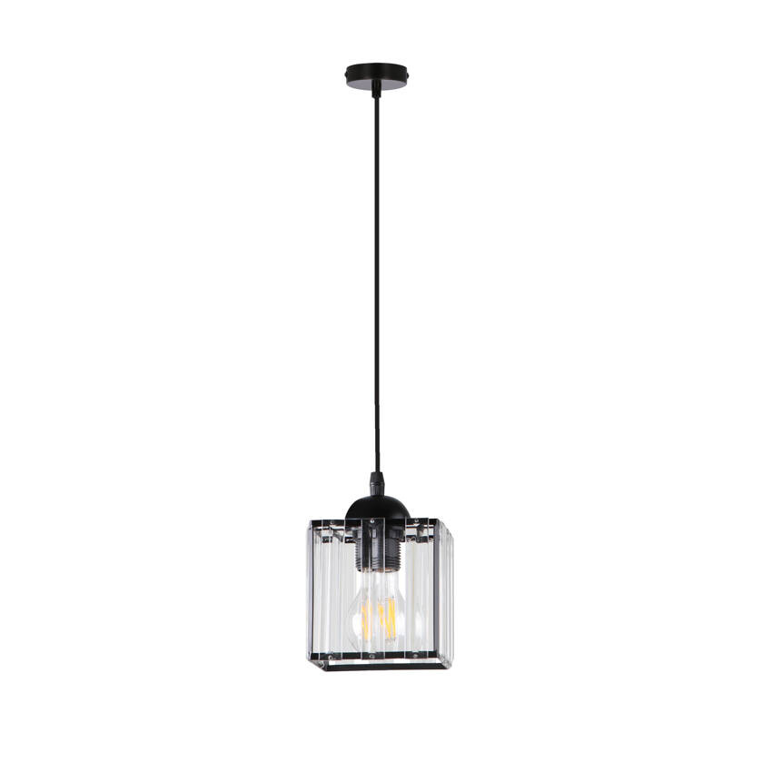 Glassia Lampa Wisząca Czarny 1X40 E27 Klosz Czarny+Kryształy Bezbarwne - Candellux
