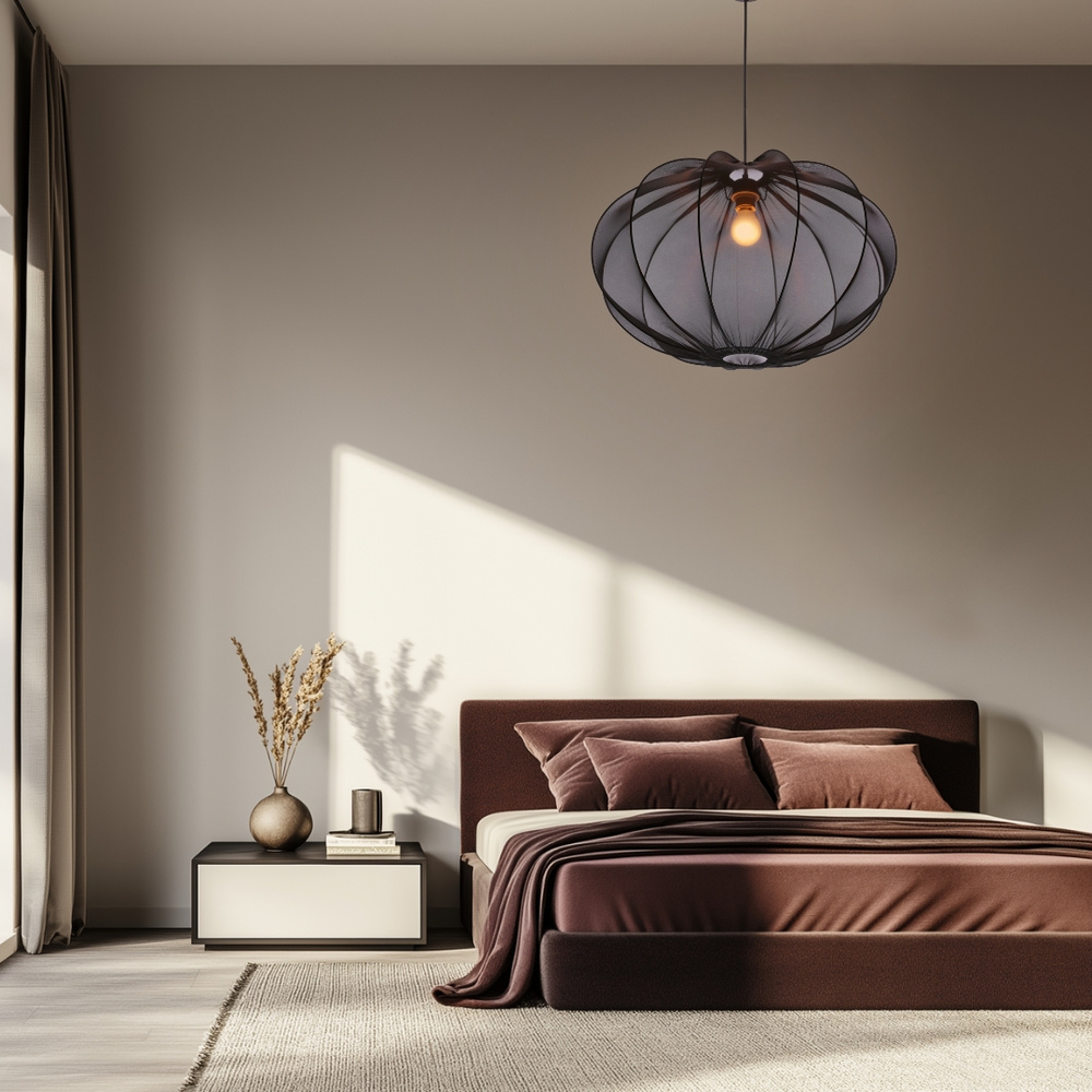 MELLOW lampa wisząca czarny 1x40W E27 abażur mist 60 czarny kula 31-41982
