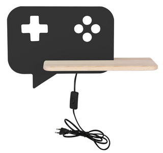 Kinkiet Console do pokoju dziecięcego z półką LED z przewodem czarny