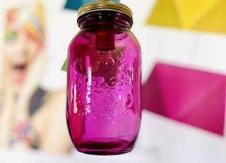 Lampa wisząca Jars szklana pojedyncza fioletowa do kuchni E14