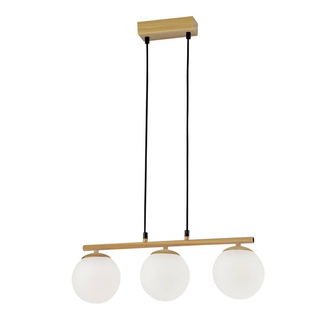 Carrine lampa wisząca drewniany 3x40W E14 klosz biały  33-37435