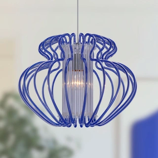 Lampa wisząca Imperia niebieska nowoczesna 52 cm pojedyncza do salonu