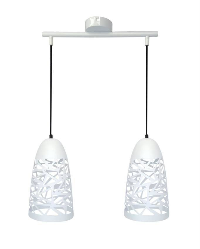 Lampa wisząca Sabrin podwójna biała metalowa do salonu i jadalni E27