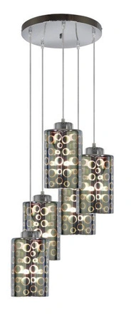 Lampa wisząca Nocturno szklane klosze tuba 5-płomienna chrom do salonu