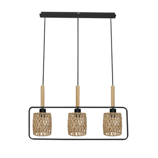Crown Lampa Wisząca Czarny 3X40W E27 Abażur Beżowy