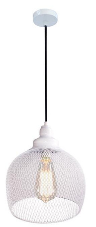 Lampa wisząca Valge pojedyncza z kloszem siatkowym biała do salonu