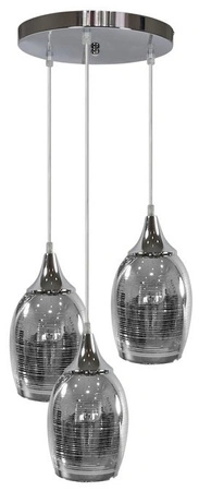 Lampa wisząca Marina szklana potrójna z lustrzanymi kloszami do salonu