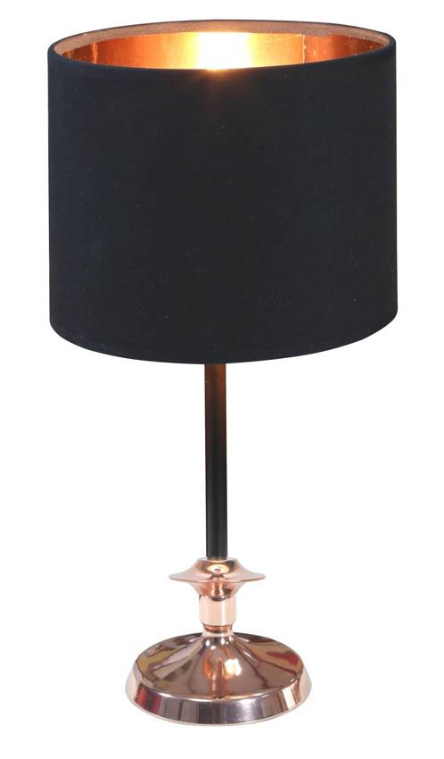 Lampka nocna Violino czarna miedziana z abażurem E14 37 cm