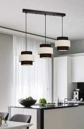 Lampa wisząca z abażurami Benta nowoczesna potrójna do jadalni nad stół czarna