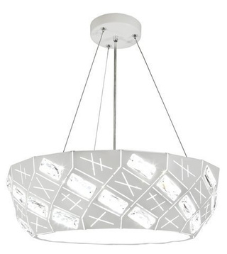 Lampa wisząca Glance biała metalowa z kryształkami 4-punktowa do salonu