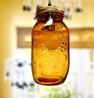 Lampa wisząca Jars szklana pojedyncza pomarańczowa do kuchni E14 1x40W