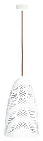 Lampa wisząca Bene biała ażurowa pojedyncza do kuchni i jadalni E27