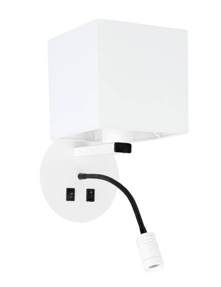 Kinkiet Magnum biały z abażurem hotelowy z lampką do czytania LED regulowany