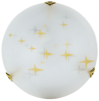 Plafon Stars okrągły do salonu 40 cm pomarańczowy ze szklanym kloszem