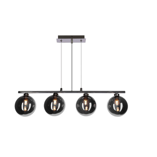 Lampa wisząca Somul kula 4-punktowa szklane klosze grafitowe chrom do salonu nad stół