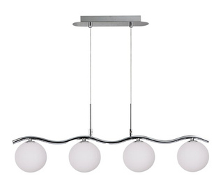 Lampa wisząca Ramon szklane białe kule 4-punktowa chrom do jadalni nad stół