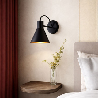 Kinkiet ścienny More czarno-złoty metalowy w stylu loftowym do sypialni