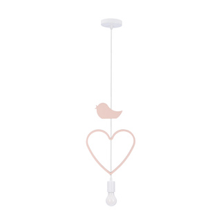 Lampa wisząca dziecięca Heart serce z ptaszkiem biała MDF E27 do pokoju dziecka