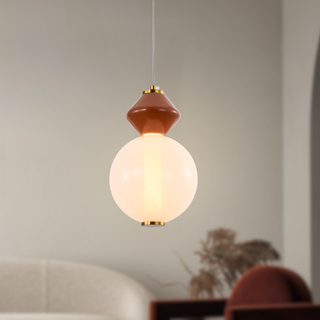 Lampa wisząca Flores szklana z ceramiczną ozdobą 7W LED 3000K do sypialni i salonu
