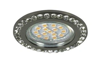 Oczko sufitowe okrągłe chrom z kryształkami Gu10 50W 230V dekoracyjne do salonu