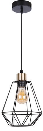 Lampa wisząca Primo czarna pojedyncza druciany klosz loft do salonu E27
