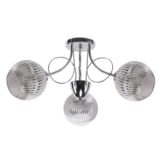 Lampa wisząca Mirox z kloszem potrójna metalowo-szklana srebrna E27