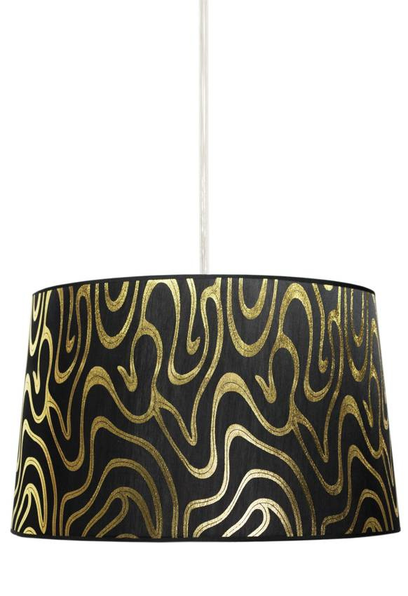 Lampa wisząca z abażurem Tiger klasyczna do salonu E27 miedź złota