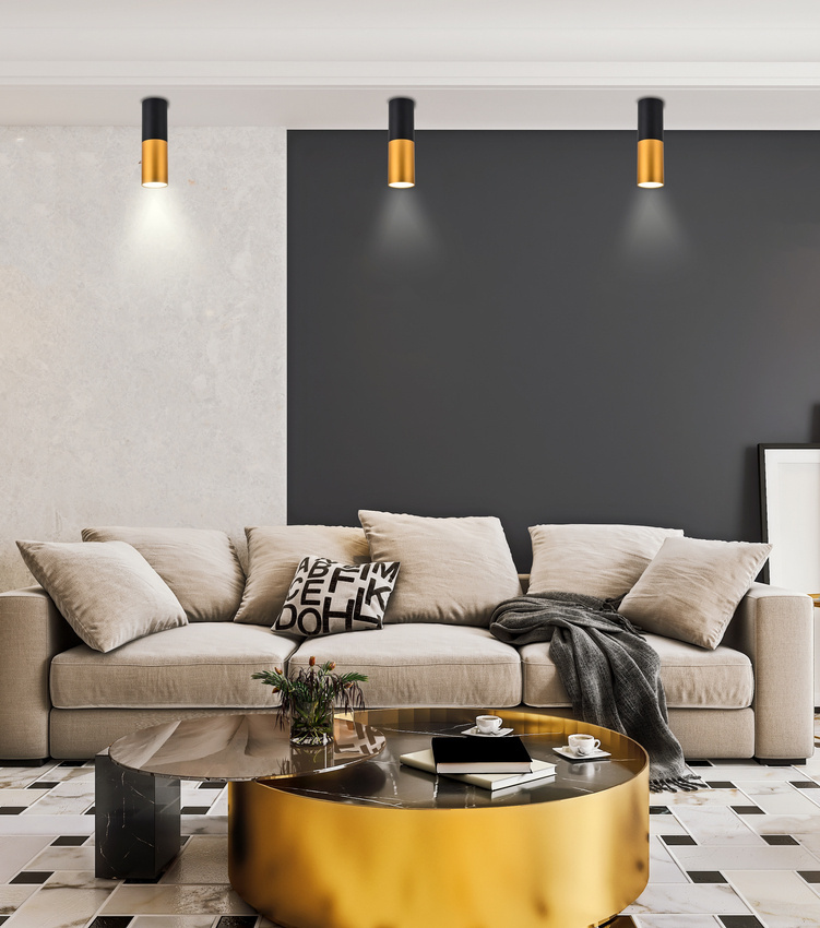 Oprawa sufitowa czarno-złota lampa 15W GU10 Tuba Candellux 2282688 żarówka GU10