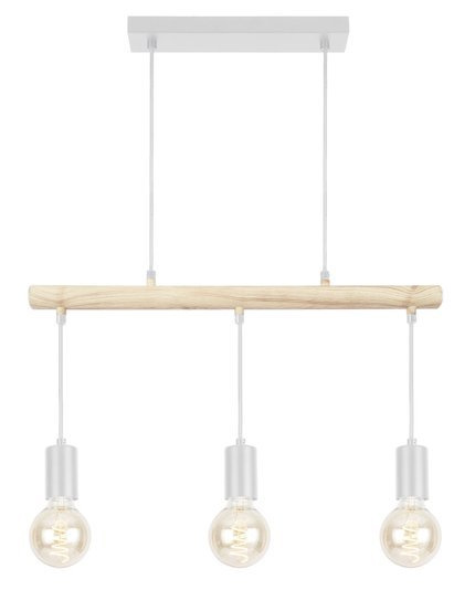 Lampa wisząca biała + drewno 3xE27 IZZY 33-78070