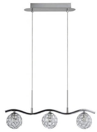 Lampa wisząca Starlet kula chrom kryształ 3-punktowa do salonu nad stół