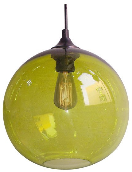 Lampa wisząca szklana kula zielona + żarówka Edison 31-29546