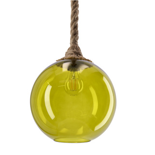 Lampa wisząca Shedon z kloszem zielona pojedyncza szklano-tekstylna E27