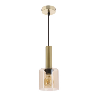 Lampa wisząca Alberto szklany klosz bursztynowy pojedyncza do salonu E27