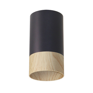 Lampa sufitowa tuba Conti czarna drewniana natynkowa GU10