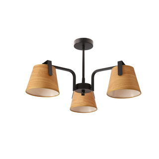 Lampa wisząca Milbury z abażurem potrójna do salonu tkaninowa brązowa
