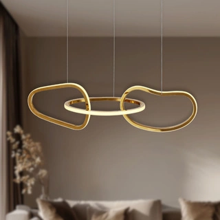 Lampa wisząca ANNELI elegancka – złota nieregularna forma 125 cm – designerska lampa salonu i jadalni LED 3000K