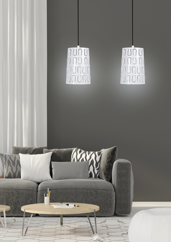 Lampa wisząca Vista podwójna metalowa biała do kuchni nad stół E27