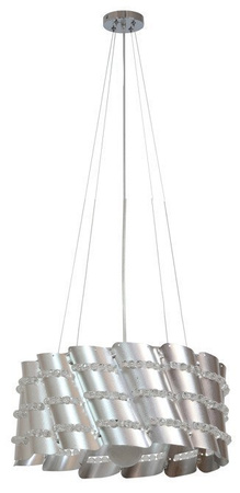 Lampa wisząca Smile metalowa z koralikami srebrno-szara do salonu E27 1-punktowa