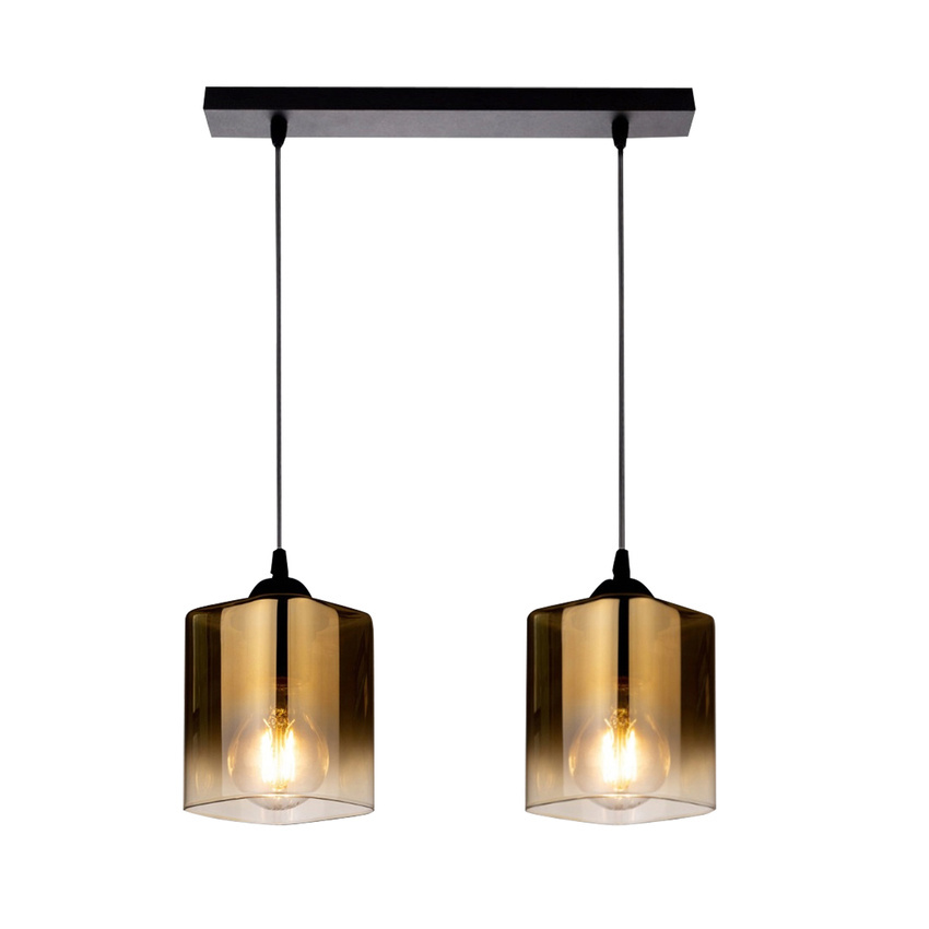 Lampa wisząca Serena szklana podwójna nad stół czarno złota E27