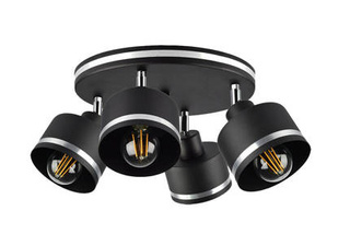 Lampa sufitowa Wama okrągła przysufitowa 4-punktowa metalowa czarna/chrom