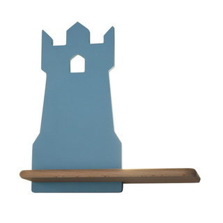 Kinkiet Tower dziecięcy z półką LED zintegrowany do pokoju niebieski