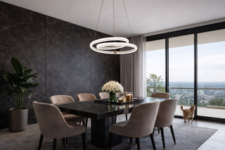 Lampa wisząca Santa złota do jadalni nad stół LED 32W barwa zmienna zintegrowana