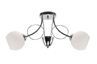 Lampa wisząca Fanta podwójna z białym szklanym kloszem do salonu chromowana