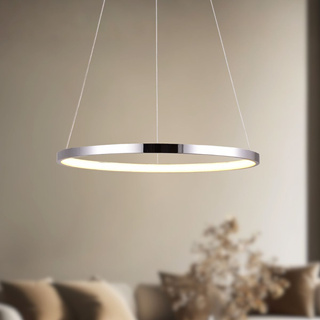 Lampa wisząca Lune okrągła ring 40 cm chrom LED 25W do salonu